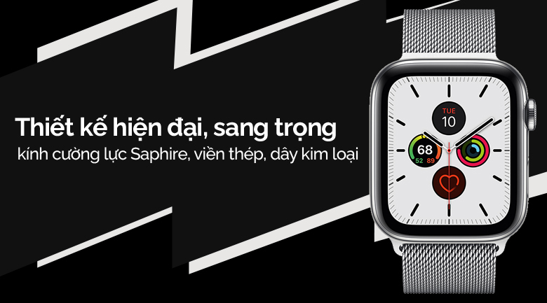 Apple Watch S5 LTE 44mm viền thép dây thép bạc mang thiết kế trẻ trung