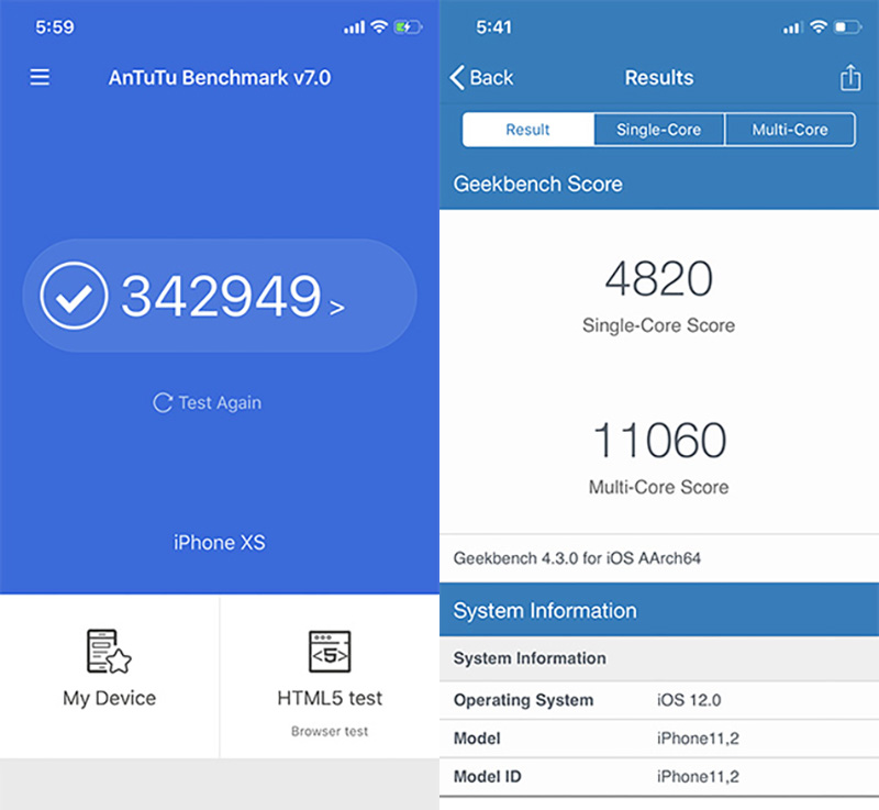 Điểm Antutu Benchmark trên iPhone Xs